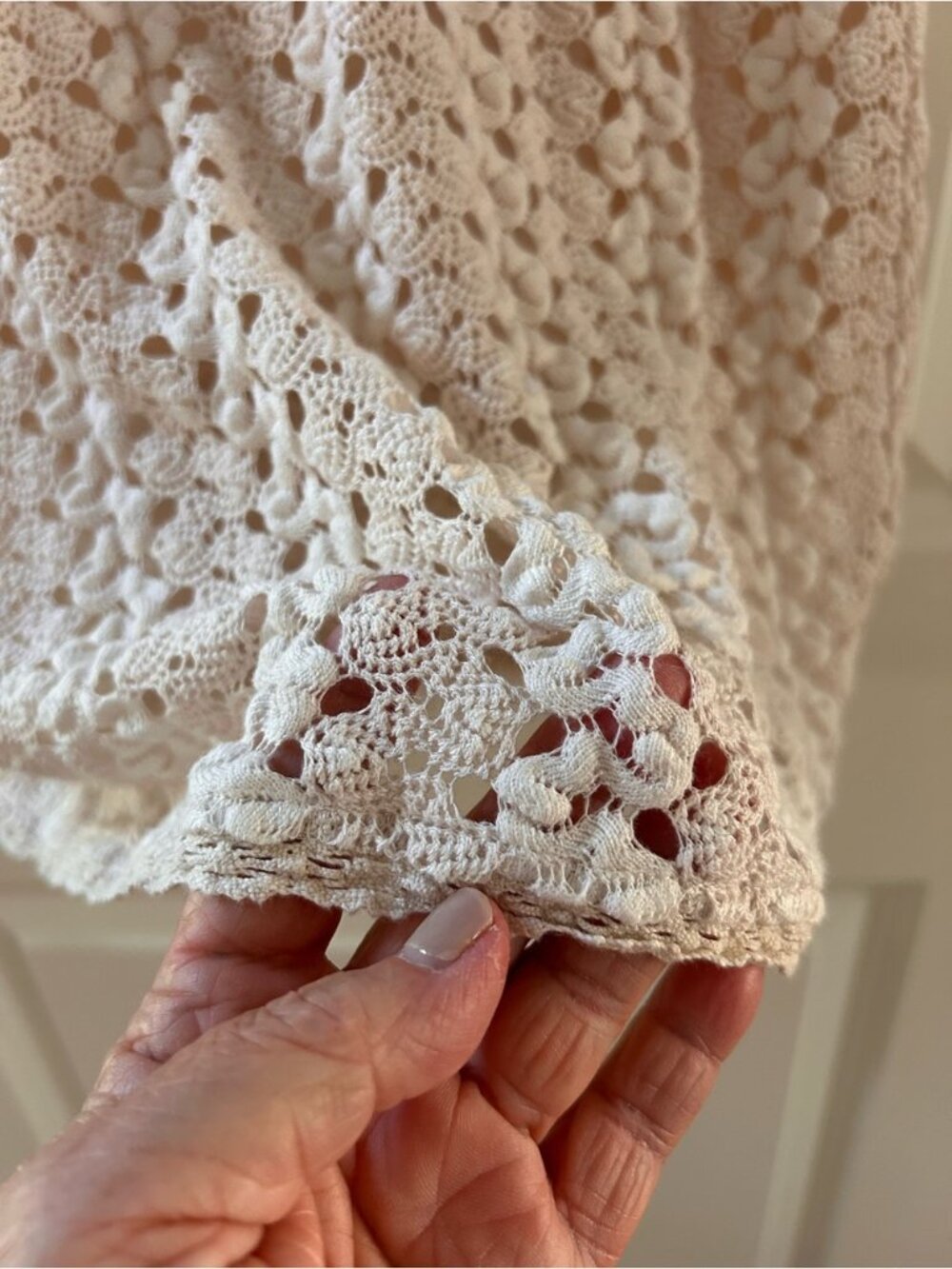 Free People Cream Crocheted BodyCon Mini Dress. Lined. Boho. Coastal cowgirl. M - Picture 3 of 5